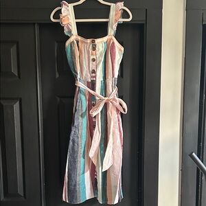 JCrew Striped Multicolor Button-Down Dress